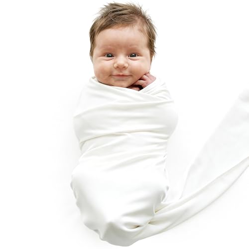 Image of Caden Lane Baby Swaddle & Receiving Blanket, Soft, Breathable & Temperature-Regulating Bamboo Viscose Fabric for Swaddling Newborns, Gender Neutral Infant Blanket for Boys & Girls, Lace White