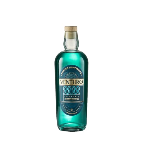 Venturo Aperitivo Mediterraneo Liquore, con Rosmarino, Limone Siciliano, Sale Marino e Camomilla Blu, 15% vol, 70cl