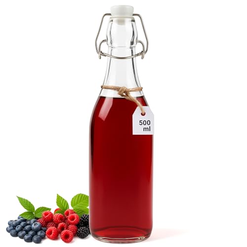 La Home by Chris Glasflaschen mit Bügelverschluss - Nachfüllbare Bügelflaschen aus Klarglas für Saft, Limonade, Öl, Essig, Liköre & Sirup (1, 500ml)