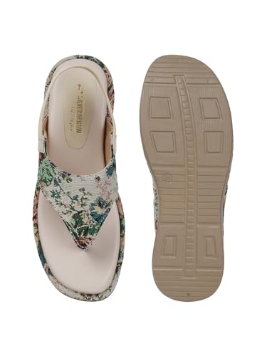 Image of SilverArrow womens Aloura Fashion Sandals|Floral Printed Platform Sandals|Casual Wear