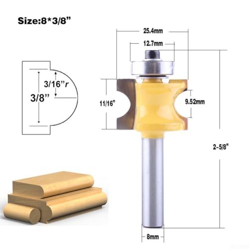 Juego de 5 brocas de carburo de 8 mm para carpintería y perfilado de mesas con CNC 5