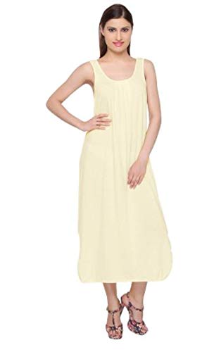 vibha Women's Hosiery Cotton Solid Full Length Camisole (Lemon Yellow, Free Size)-picture-21