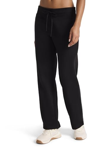 Reebok Women’s Cozy Classic Sweatpant, Standard Fit, 30” Inseam, Midweight Cotton-Poly Fleece Fabric, Black, Medium