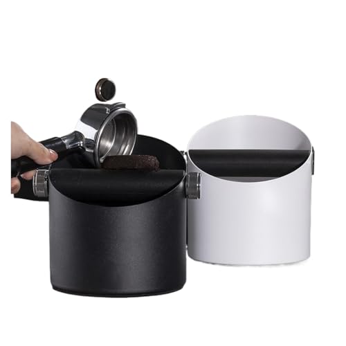 Recipiente de acero inoxidable for café expreso, recipiente for café molido con varilla de impacto extraíble y base antideslizante.(Black)
