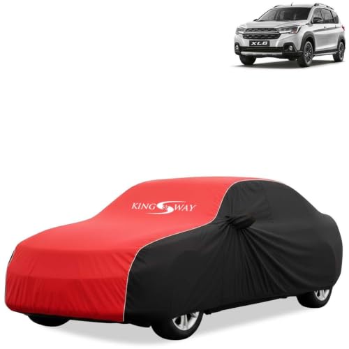 Image of KINGSWAY Super Waterproof Car Cover Only with Maruti Suzuki XL6 (Year 2019 to 2022 - All Model) | Mirror and Antenna Pockets | All Weather Car Body Cover with Silver Piping | Black Red