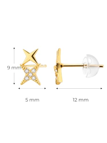 Image of S925 Sterling Silver Earrings, Hypoallergenic Stud for Women & Men | Minimalist Dainty Design, Solid 925 Sterling Silver or with 18K Gold Plate, Daily /Party Wear, Birthday Gift, Silver or Gold