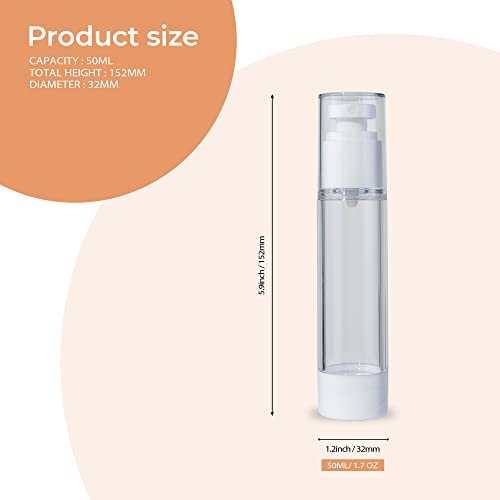 Longway 1.7 Oz 50Ml Clear Airless Cosmetic Fine Mist Spray Bottle Travel Size Dispenser Refillable Containers/Plastic Empty Spray Bottle -Bpa Free (Pack Of 6) #TOP5