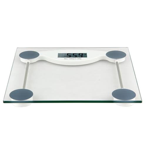 WEKAMOS Báscula Digital de Baño Transparente con Pantalla Lcd Sensor de Alta Precisión Resolución Diseño Cuadrado Duradero para Peso Corporal Exacto