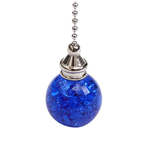 Image of Mobestech Ceiling Fan Pull Chain Extender Pull Chain Light Fixture Ceiling Fan String Replacement Crystal Fan Pulls Crystal Ball Fan Pulls with Connector Zipper Blue