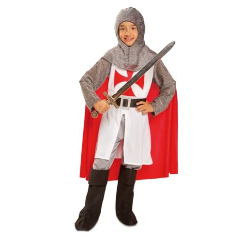 My Other Me - Disfarce cavalheiro médio para homem, tamanho M-L. Inclui carrasco cinzento, túnica branca com detalhes de cruz e mangas cinzentas, capa vermelha, cinto preto, calças cinzentas e botas