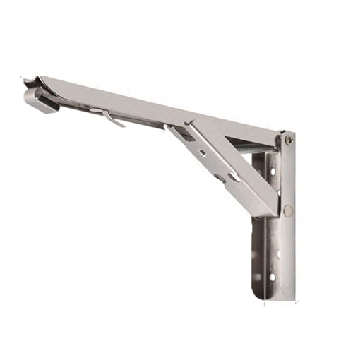 Brackets de estante plegable, Soporte triangular plegable de acero, paquete 2, for estante pared, mesa banco, multicolor, 8 a 14 pulgadas(Silver 12 Inch)
