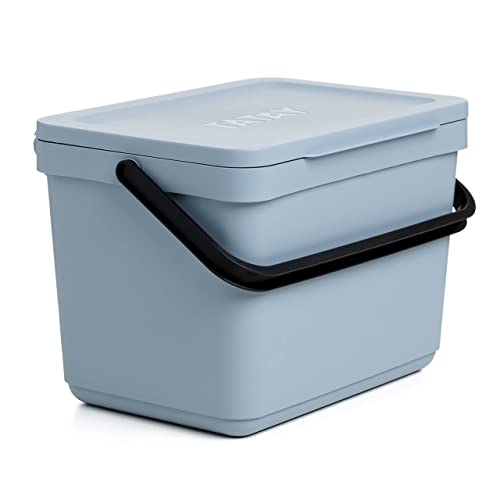 TATAY Kitchen Food Waste Compost Caddy Bin, 6L Capacity, Polypropylene, Made from 100% Recycled Materials, Ocean Colour. Measures 26,5 x 19 x 18,5 cm (1105501)