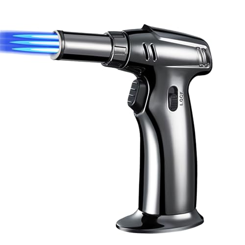 3-Flame Butane Blow Torch for Cooking | 1300°C High Temperature Kitchen Blow Torch with Safety Lock & Burn-Free Design | Ideal for Cooking, BBQ, Baking, Brulee, Creme, DIY Soldering