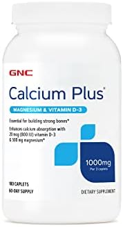 GNC Calcium Plus Magnesium & Vitamin D-3 1000 mg - 180 Caplets