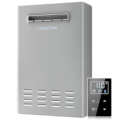 Natural Gas Tankless Water Heater, Outdoor Installation, Up to 5.3 GPM 130000 BTU On Demand Residential Natural Gas Instant Hot Water Heater Outdoor with Remote Controller, 110V, CSA Certificated,Gray