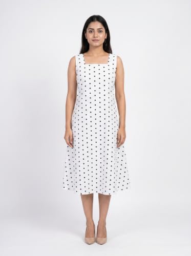 Image of Women's Printed Midi Dress, Square Neck, Sleeveless, A-Line Fit, Casual Summer Wear