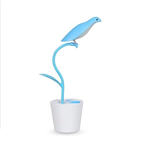 LED Lampe de lecture pour enfants Rechargeable 3 Niveaux de luminosité tactile Commutateur, port de charge USB, câble souple, porte-stylo pour Kids (Bleu)