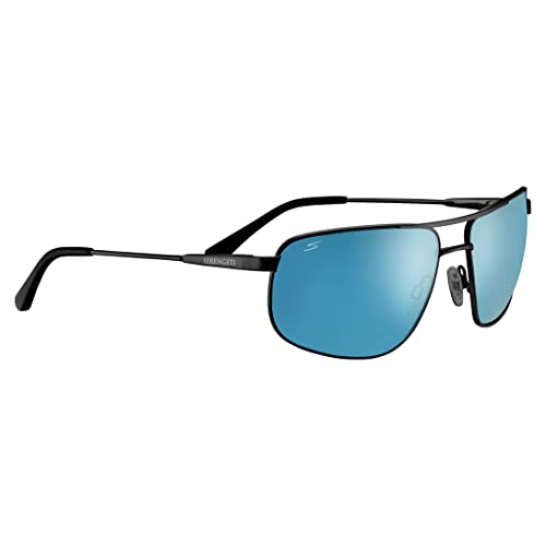 Image of Serengeti - DANTE 2.0,Saturn 555nm Polarized Glass, Medium-Large size sunglasses, Men sunglasses, Sport, Watersports, Shiny Black, M-L