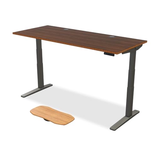 Image of UPLIFTDESK Dark Bamboo (72 x 30 inch) Standing Desk 2-Leg V3 Adjustable Stand Up C-Frame (Indus.), Advanced Keypad, Wire Grommets, Wire Tray, Rocker Board