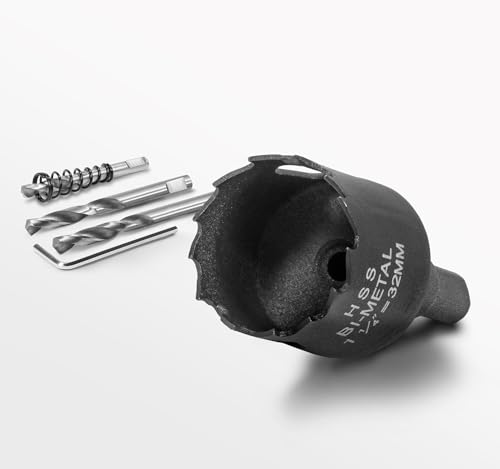 Image of 1-1 /4 Inch Hole Saw with 9.1mm Triangle Shank Arbor, JTemgle Bi-Metal Hole Saw Heavy Duty Hole Cutting Tool for Cornhole Boards, Recessed Lights, Wood, Plastic, Drywall & Soft Metal