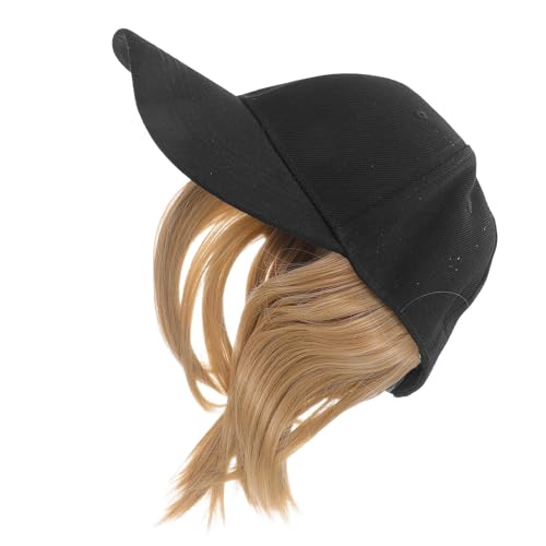 Peluca de sombrero corta recta amarilla accesorio cabello mujer gorro sintético reutilizable