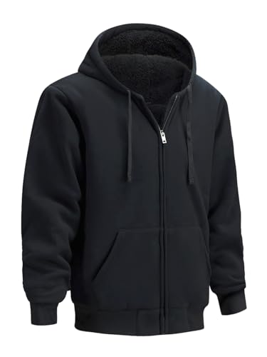 Hoodies for Men Heavyweight Sherpa Fleece Lined Sweatshirt Full Zip Up Thick Winter Coats Hooded Warm Jacket2