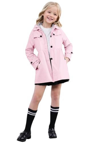 SANGTREE Girl's Waterproof Trench Coat Hooded Lightweight Rain Jackets2