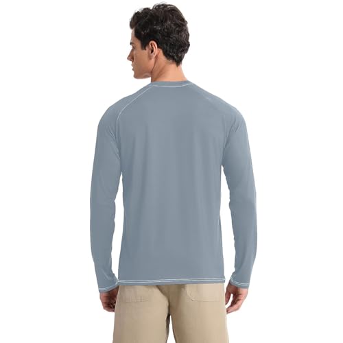 Light Slate Gray UPF 50+ Sun Shirts for Men Breathable Comfort Men's Sun Protection Long Sleeve Summer2