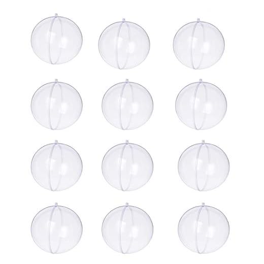Yeelan Esfera Transparente de Adorno de acrílico para Rellenar Adornos de Bolas Transparentes para la decoración navideña de Bodas (60 mm, Juego de 12 Piezas)