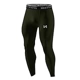 MEETYOO Men's Compression Pants, Cool Dry Sports Workout Running Tights Leggings Pantalones de compresión, Verde Armada (Armygreen), S para Hombre