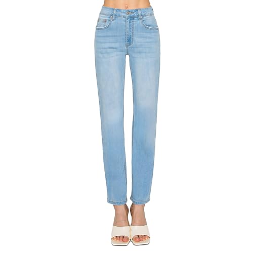 WAX JEAN Women's High Waisted Straight Leg Repreve Denim Jeans, Light, 7