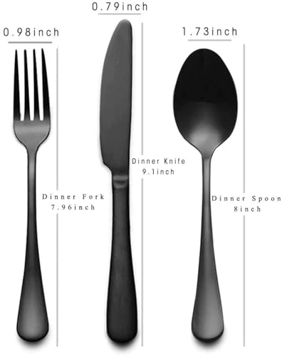 Image of Portable Utensils Set with Case - Reusable Stainless Steel Cutlery Set, Eco-Friendly 3-Piece Knife Fork Spoon Travel Set for Camping, Office, School, Picnic & Outdoor Use (Black)