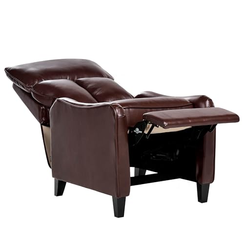 Beliani Fernsehsessel mit Armlehnen Kunstleder braun manuell verstellbar Retro ROYSTON – Bild 6