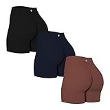 Picture of TomTiger Yoga Shorts for Women Tummy Control Biker Shorts High Waist Gym Workout Exercise Butt Lifting Tights Women's Short Pants 5'' Laser (Black/Navy/Coffee,XS)