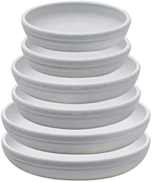 SAROSORA Round Plastic Plant Saucer Drip Tray Set of 6 for Indoor Outdoor Home Garden Flower Plant Container Flower Pot Pallets ((5.8''+7"+8'') x2, White-Grey)