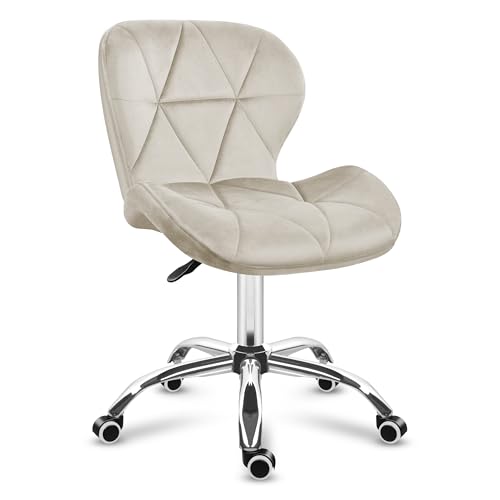 MARK ADLER Future 3.0 Homeoffice Stuhl, Schreibtischstuhl, Ergonomischer Bürostuhl mit Samtbezug und Metallrahmen, Höhenverstellbar, Bequem, Stabil, Geeignet für Arbeitszimmer oder Esszimmer, Beige
