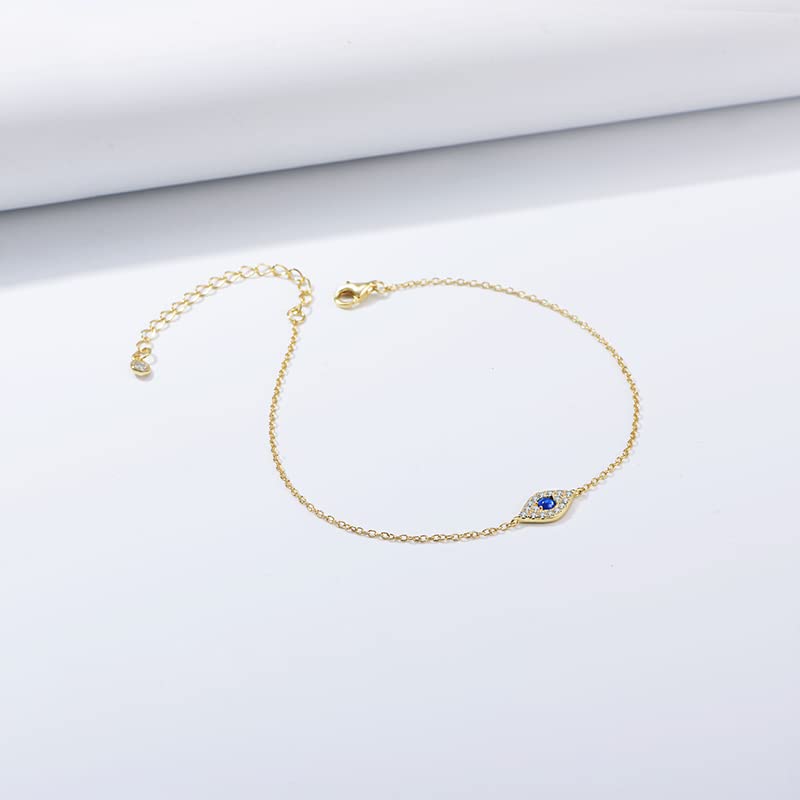 14K Gold Moissanite Evil Eye Bracelet for Women,Dainty Adjustable Sapphire Devil's Eye Charm Bracelet,Fashion Jewelry Gift for Her4
