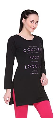 Image of In Love Women's Plus Size Printed Long Tops, Round Neck 3 /4 Sleeve Relaxed Fit Longline T-Shirt Tunic