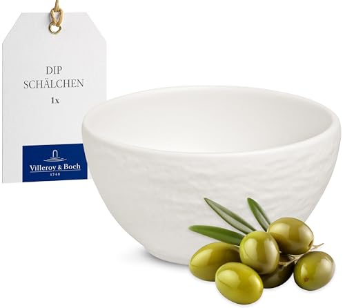 Villeroy & Boch - Manufacture Rock Blanc Dipschälchen 7,5 cm Weiß, Spülmaschinenfest, Mikrowellensicher, Kleine Schale, Bol, Snackschale, Schieferoptik, Geschirr, Premium Porzellan