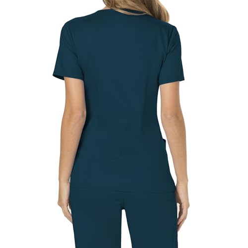 image for Cherokee Scrubs Top for Women Mock Wrap with 3 Pockets, Soft, 2-Way St