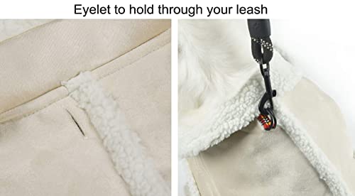 Dog Jacket Berber Fleece Winter Pet Coat Windproof Warm Dog Sweater Thick Apparelf in Beige White Color Used for Medium Large Dogs (Small) - Image 5