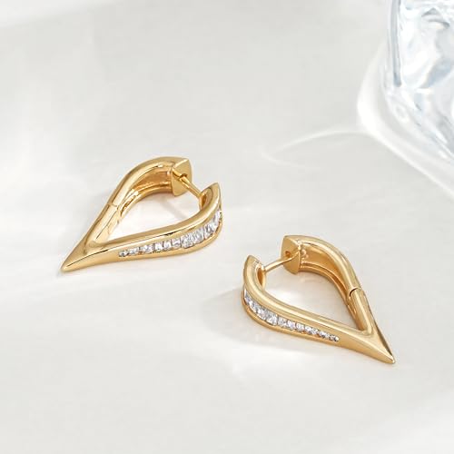 FETTERO Hoop Earrings for Women, 14K Gold Plated Lightweight Huggie Leaf Snake Bar Gold Hoops, Hypoallergenic Gold Earrings for Women Ear Piercing Jewelry