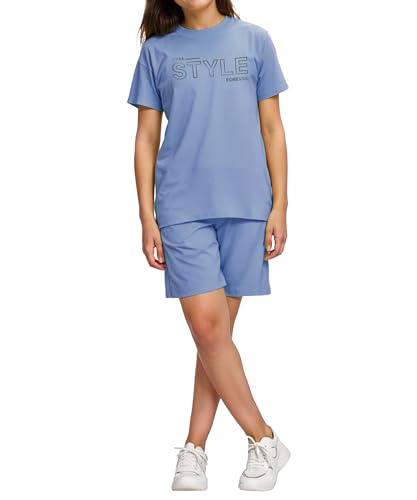 Image of KYDA KIDS Girls 100% Cotton Bio Washed Printed T-Shirt and Shorts Co-ords Clothing Set | Premium Soft & Breathable Summer Casual Comfort Outfit for Girls