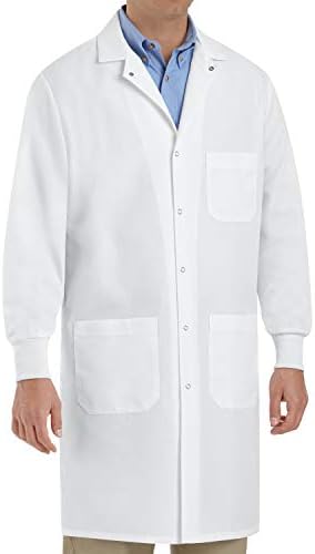 Red Kap unisex adult Specialized Cuffed With 3 Front Pockets Medical Lab Coat, White, Medium US
