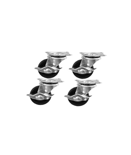Roulettes pivotantes en caoutchouc noir de 2.5 pouces avec frein pour meuble lot de 4