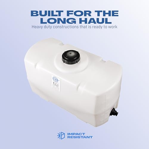 Image of RTS Plastics Rotomolded Polyethylene PCO-50 Gallon Tank for Water and Non-Flammable Liquids with Molded Grad Strip and Siphon Elbow