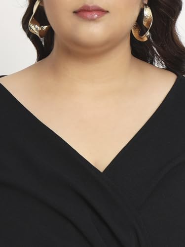 Image of wild U Women Plus Size Western Clubbing Dress | Stretchable Bodycon | Wrap| Stylish Western | (Black, Size : 3XL to 10XL)