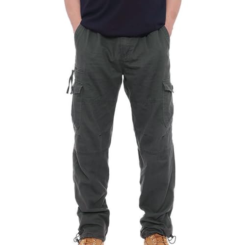 Voylansi Pantalones cargo de ajuste holgado para hombre, pantalones cargo de ajuste recto, pantalones casuales cómodos con bolsillo, pantalones holgados transpirables con cintura elástica, pantalones