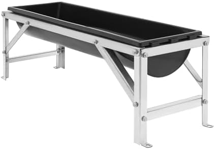 Large Capacity Livestock Feed Trough - 39" Heavy Duty 9.25 Gallon Feeder with Stand, Portable & Easy to Clean for Goats, Sheep, Deer, Pigs - Durable Black Design
