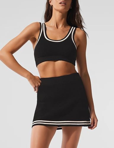 TQD 2 Piece Workout Sets for Women Tennis Mini Skirt Set with Shorts Tank Top and Short Athletic Summer Outfits Trendy 2026 - Image 4